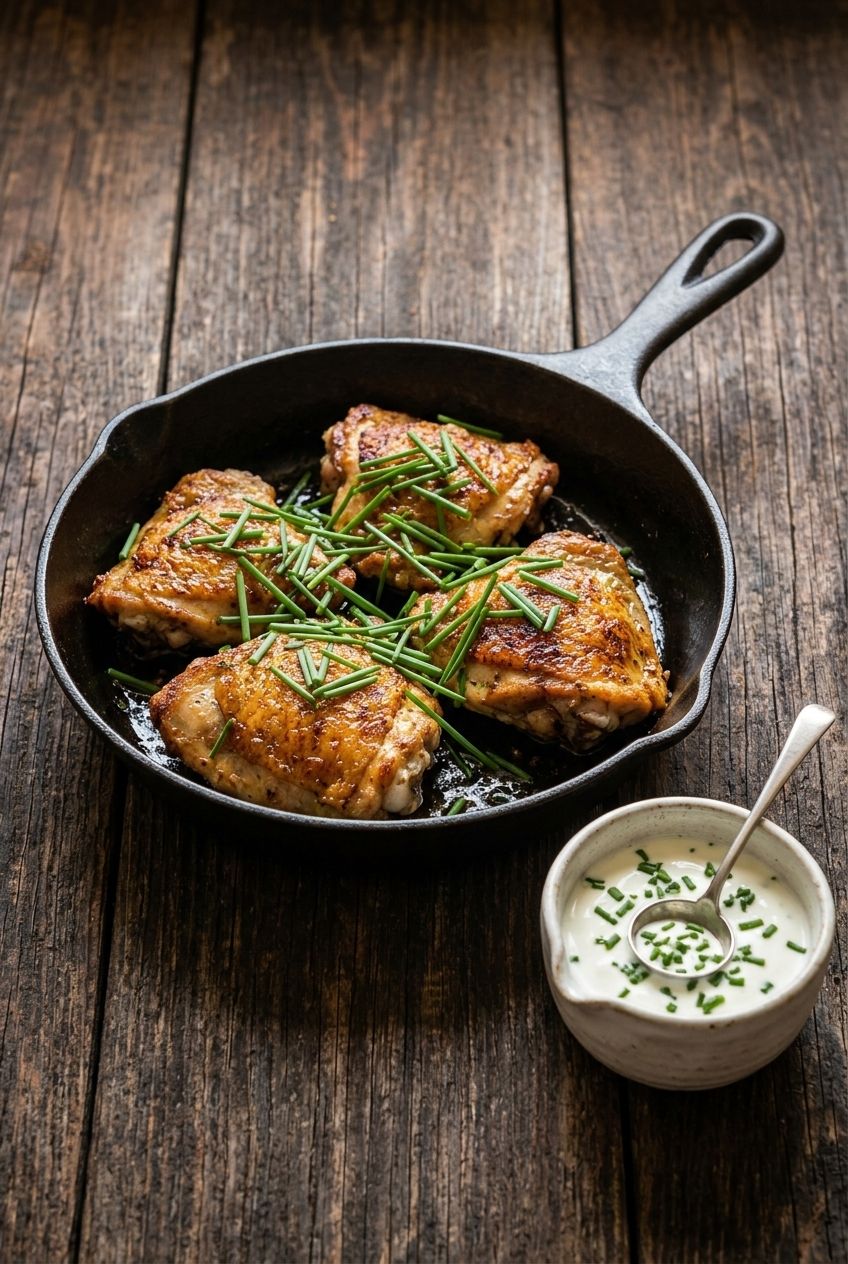 Sour Cream & Chive Crispy Chicken Thighs
