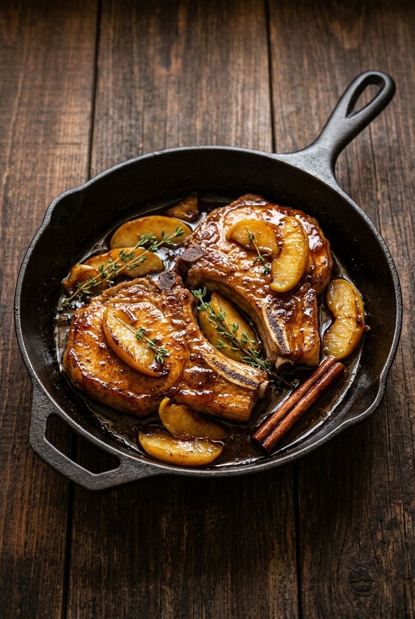 Cinnamon-Glazed Pork Chops with Apples